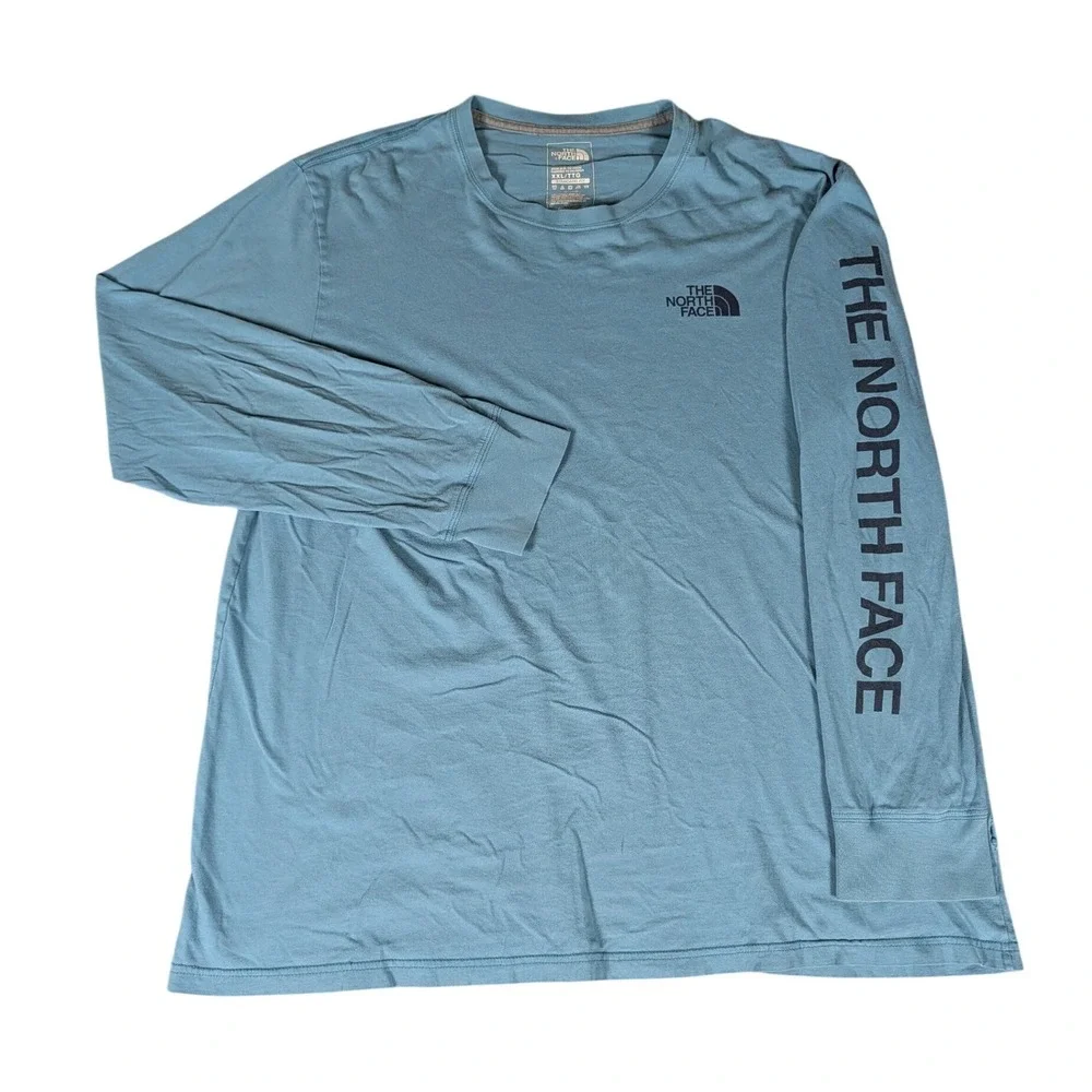 The North Face Mens Long Sleeve Graphic T-Shirt Blue Standard Fit Cotton XXL